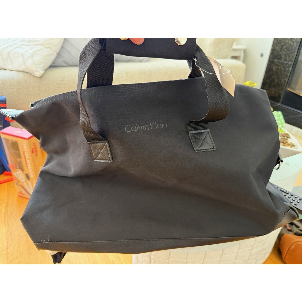 Calvin Klein Black Nylon Duffle Bag 19"-22" Adjustable Strap Solid